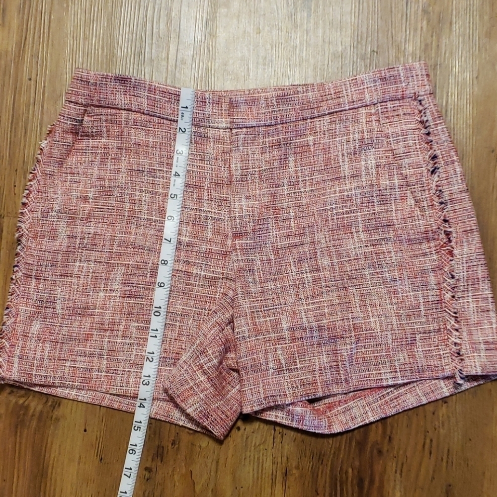 Banana republic tweed pink multi fringe shorts